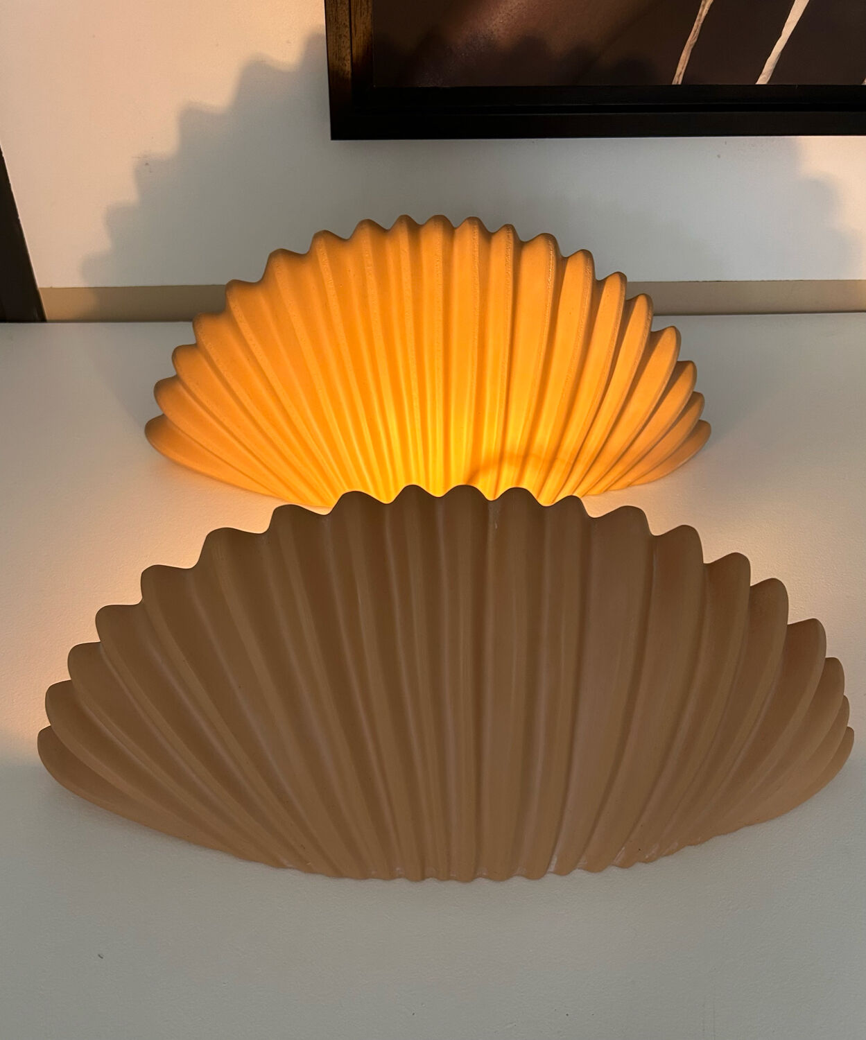 Pair of vintage terracotta sconces, France 1970