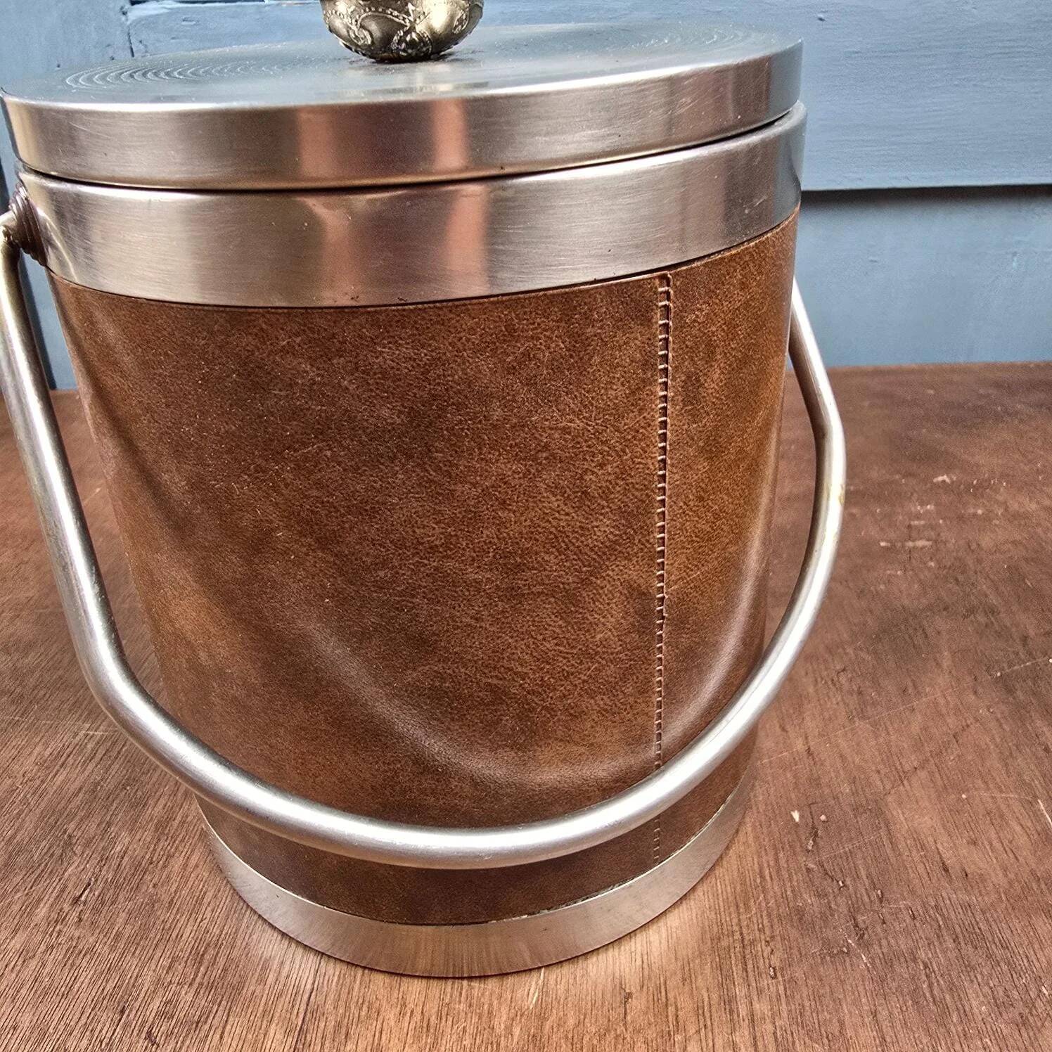 Vintage knight ice bucket – Coat of arms and sword handle – 1960s-70s
