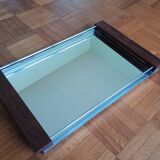 Modern tray - glass and rosewood - vintage