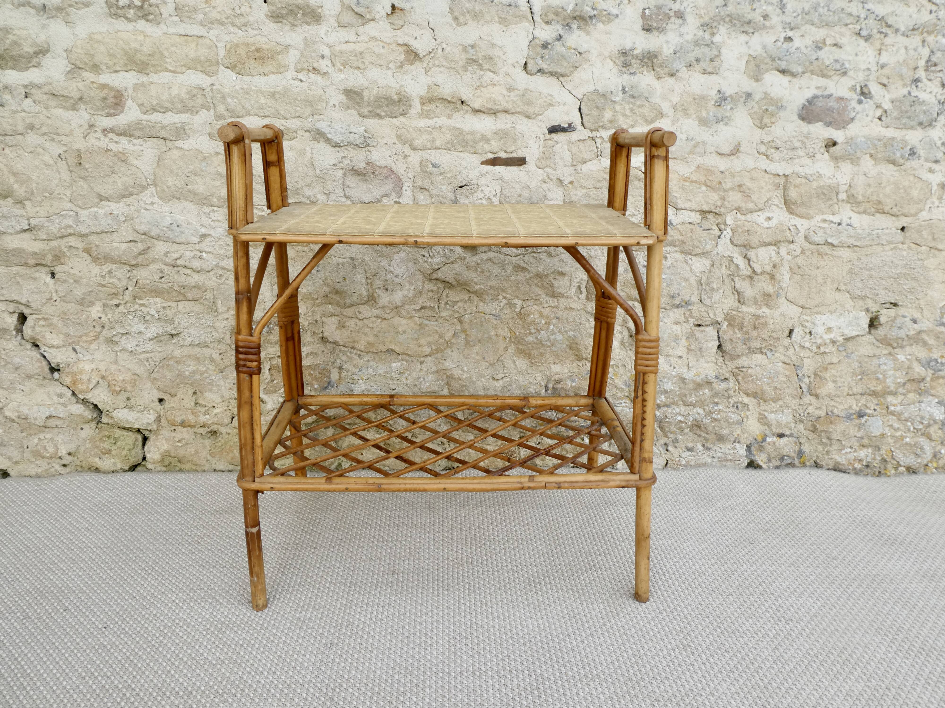 Rattan bedside table from the 60s 70s