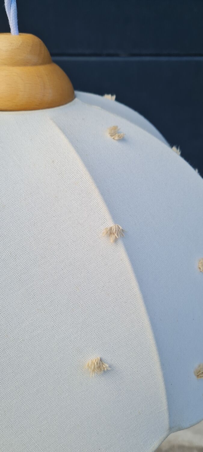 Cotton and wood pendant light