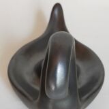 Bougeoir rat-de-cave noir mat en céramique années 50