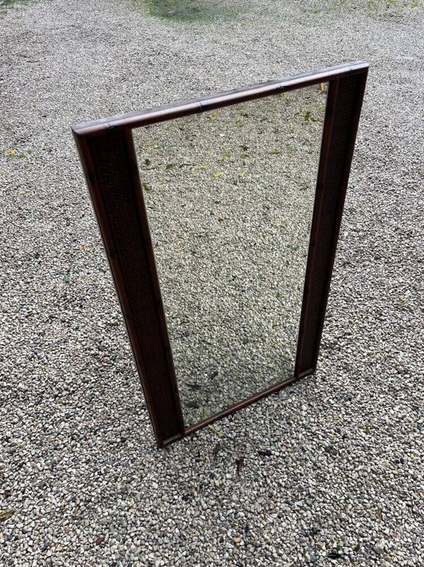 Grand miroir vintage osier bois