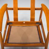 Armchair with Model FD 164 frame by Arne Vodder and Model 118 armrests by Grete Jalk in teak and black leather, Denmark, 1960s