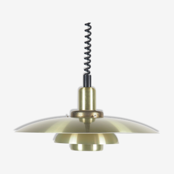 Danish brass metal hanging lamp from Lyskaer, 1970