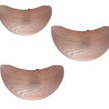 Lot de 3 appliques en verre de Murano rose des années 1970