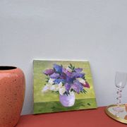 Painting bouquet of lilacs oil on canvas