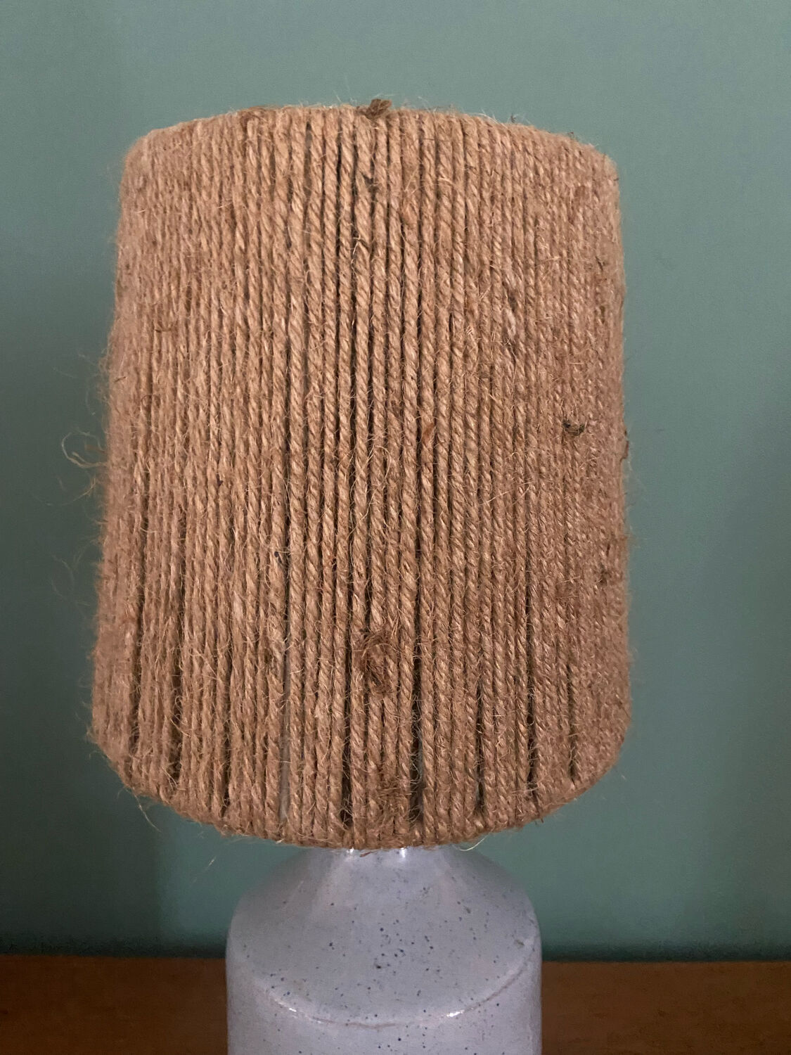 Ceramic lamp and vintage rope lampshade