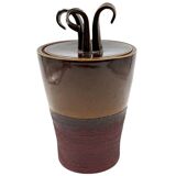 Mid-century Modern style brown artistic ceramic vase, Gabriele Bucci Italy