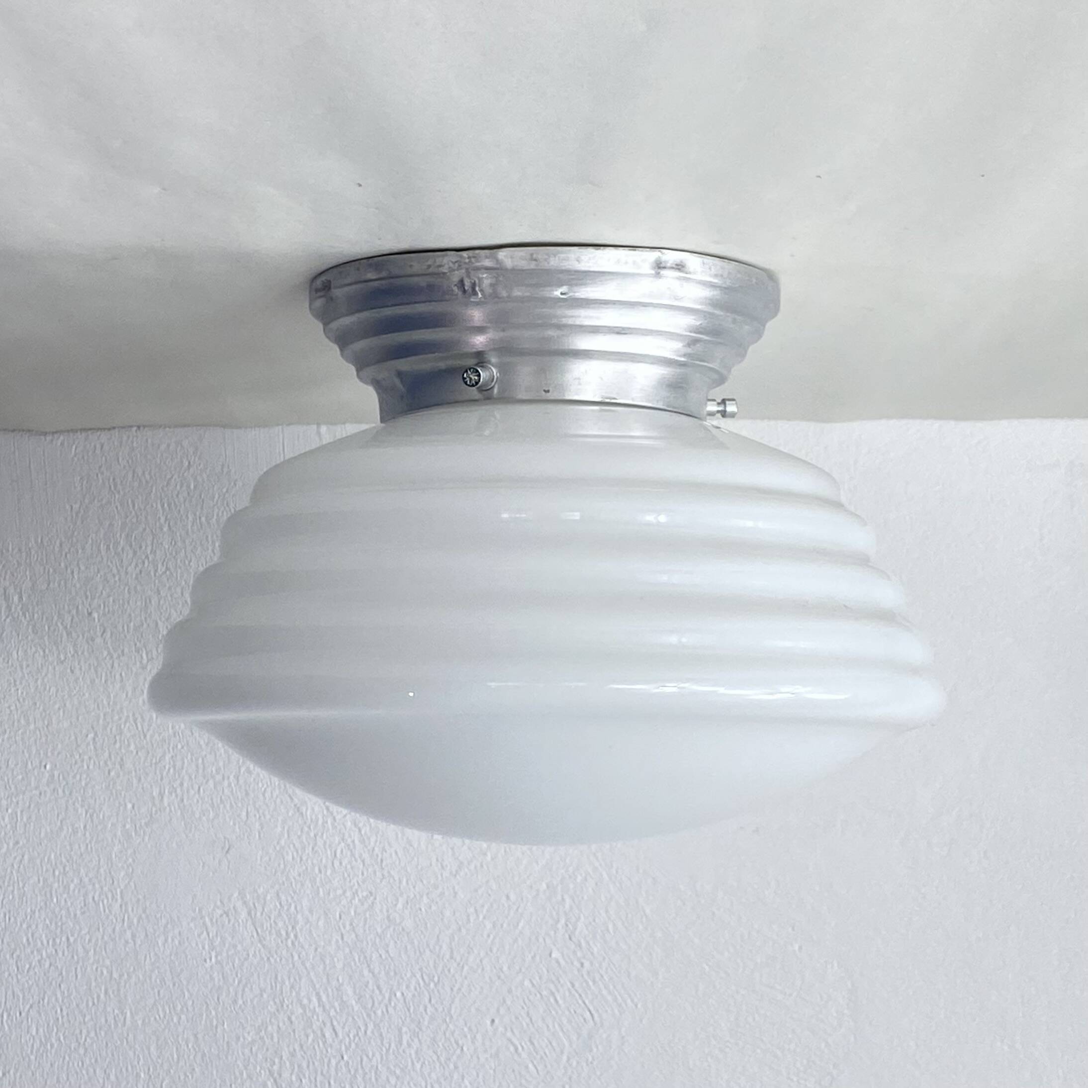 White opal glass globe ceiling light with aluminum fixing base LAMP-7330