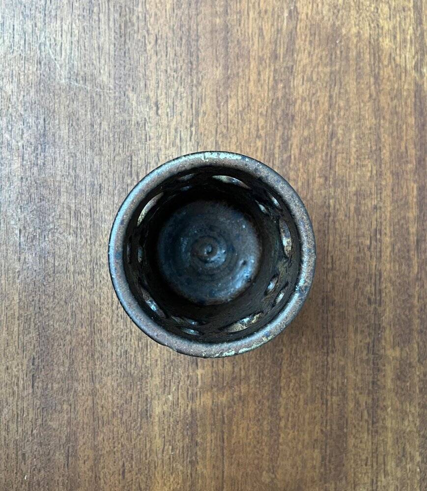 Mid-Century German Brutalist Handmade Pottery Candleholder, 1960s