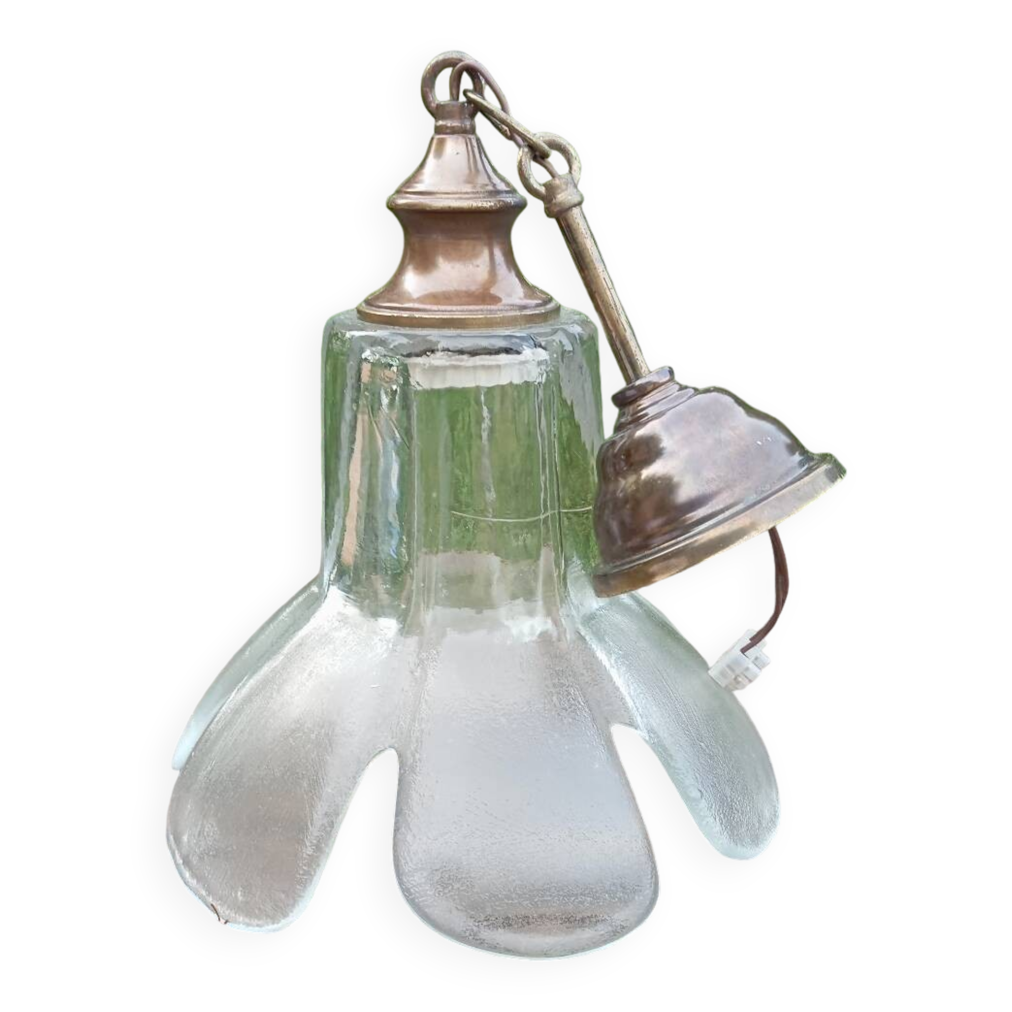 Flower petal glass pendant light, vintage Murano style