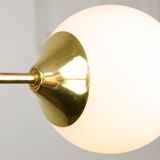 Mid-Century Modern Italian Chandelier in Brass and Opaline Glass, 1960s