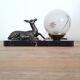 Old lamp art deco - doe in regulus on marble base - globe opaline glass - 1940