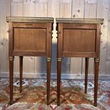Paire de chevets de style Louis XVI marbre blanc