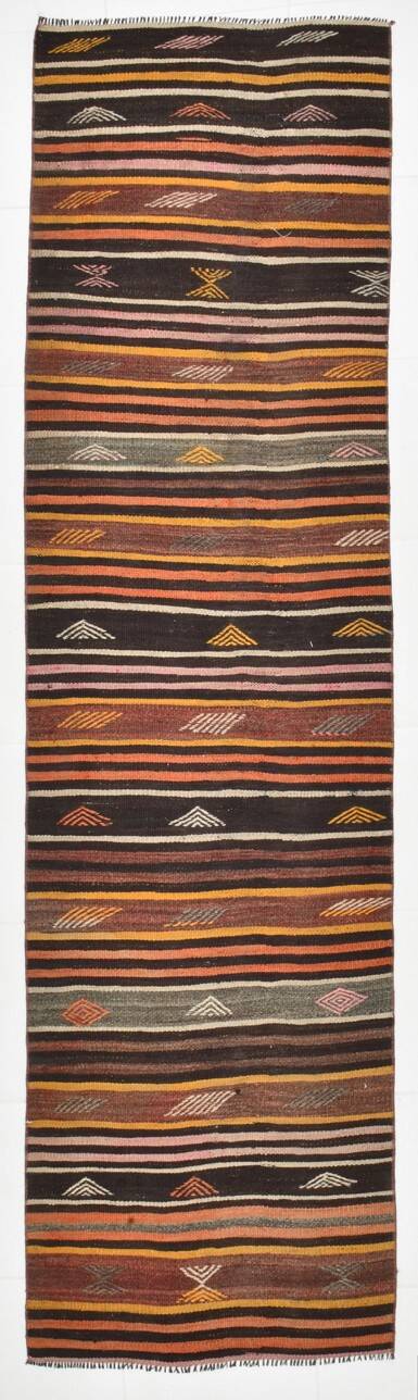 3x10 Persian Kilim Runner Rug, Vintage Distressed Runner Rug, 79x299Cm