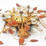 Banci-Firenze ceiling light, in Golden Iron and Crystal Flowers - 6 lamps
