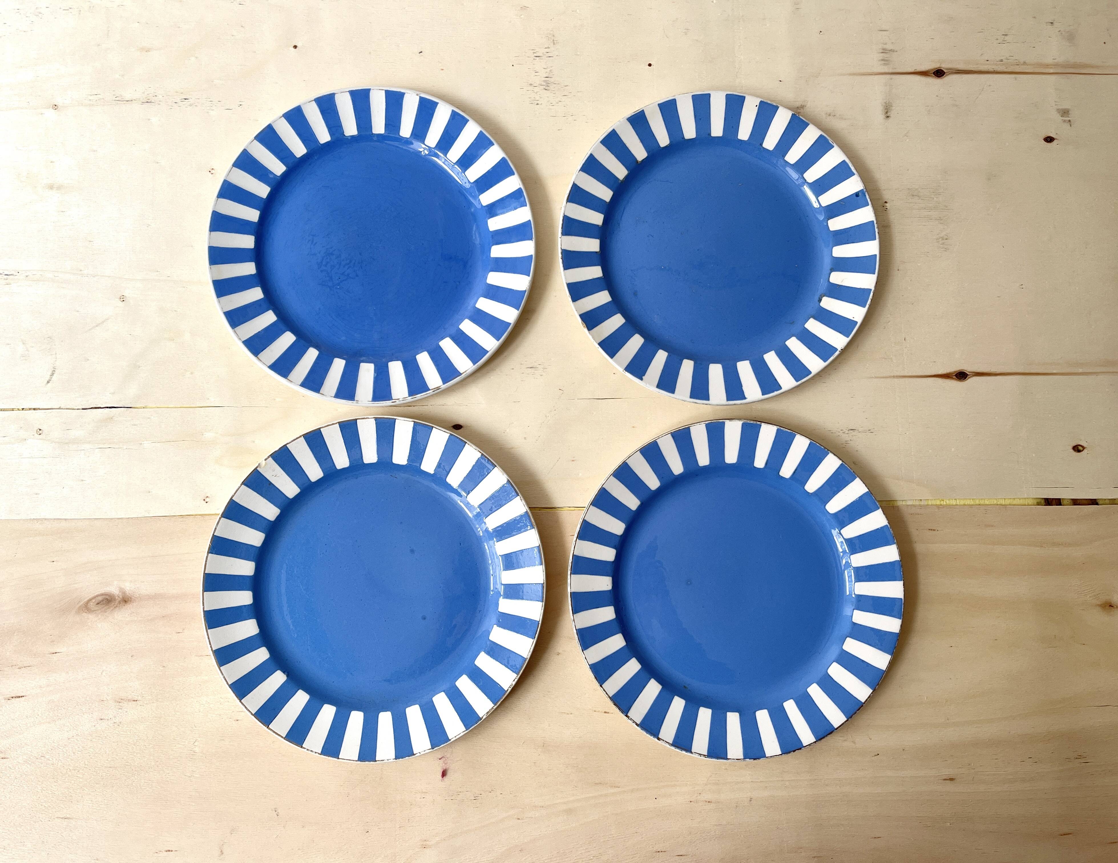 Set of 4 fox trott sarreguemines art deco dessert plates 1930