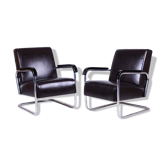 Paire de fauteuils en cuir Bauhaus de Hynek Gottwald, tchèque, années 1930