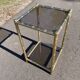 Square faux bamboo pedestal table in gold-plated brass and glass