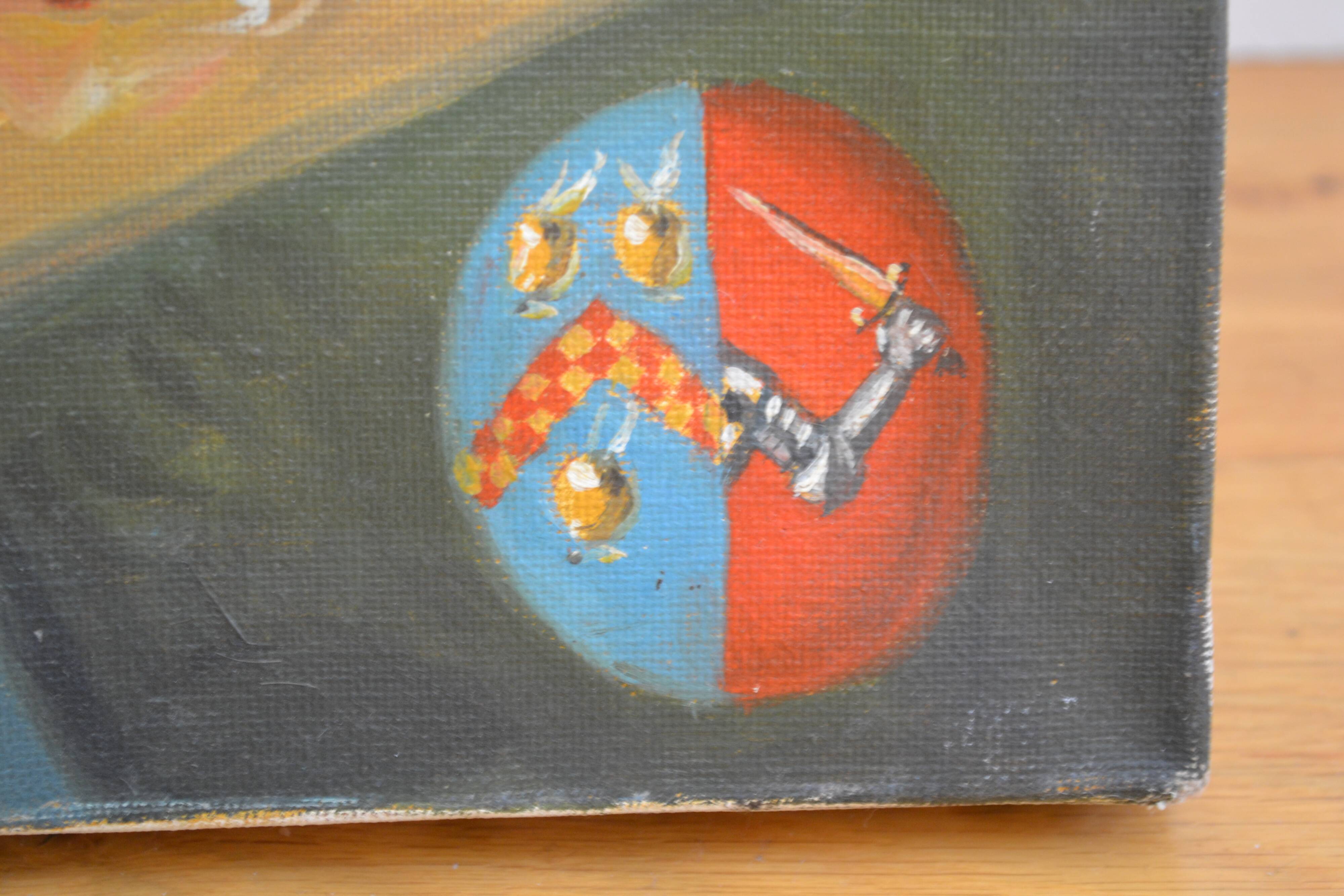 Self-portrait of a young aristocrat painting HST coat of arms noble heraldry
