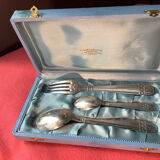 Baptism box, 3 pieces in silver metal