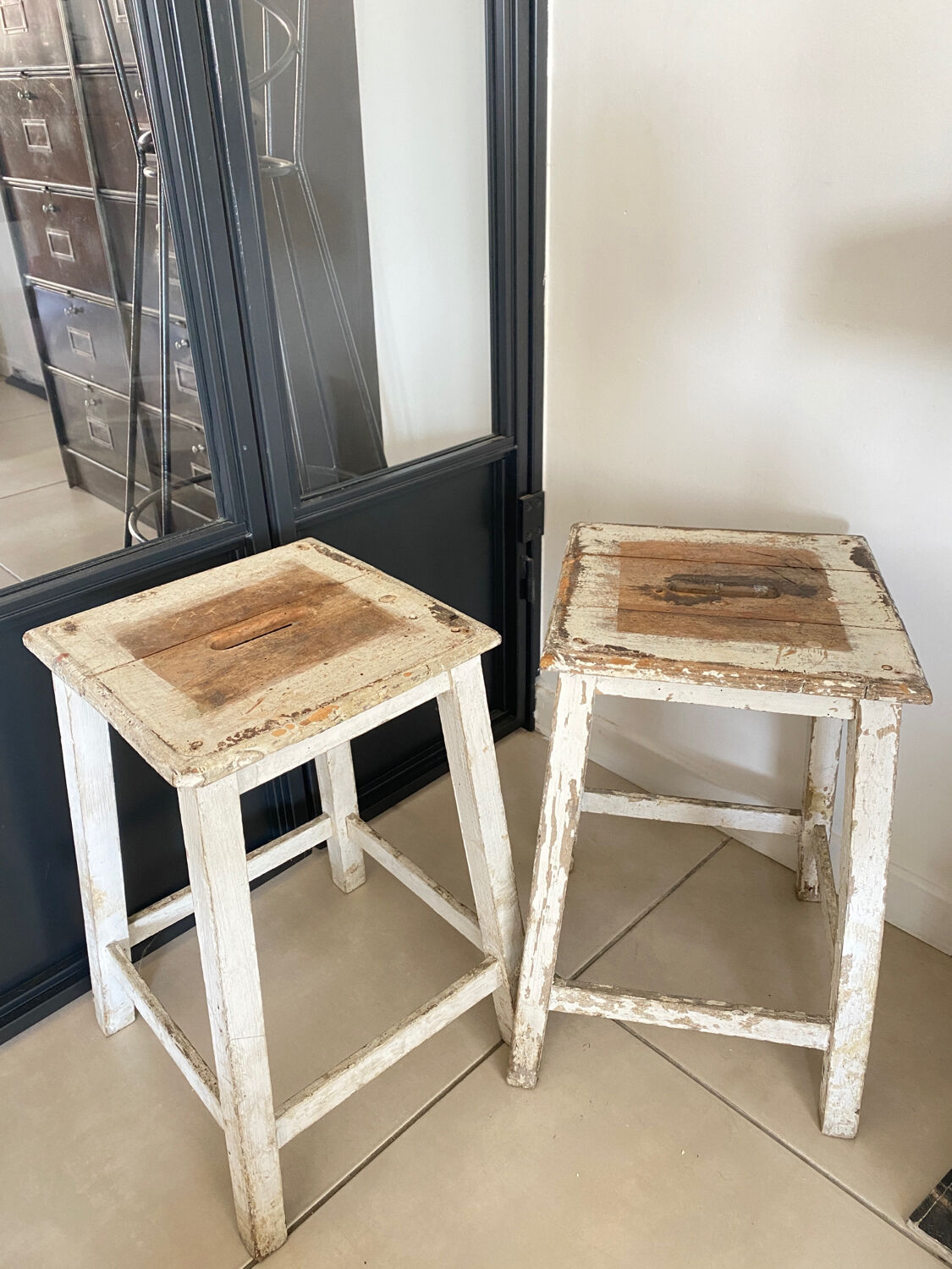 Old wooden painter's stools