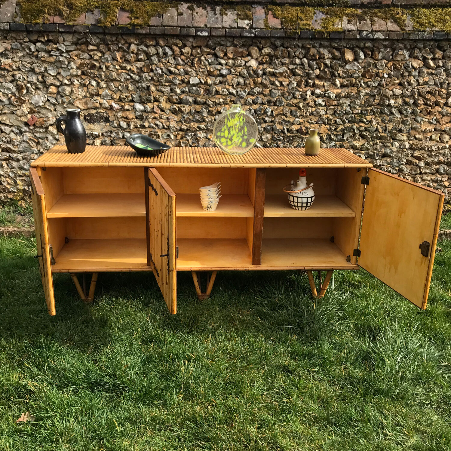 Vintage rattan sideboard 1960