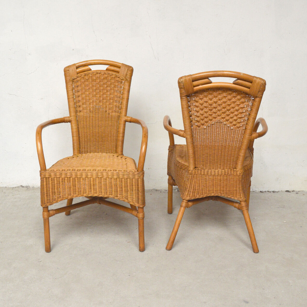 Pair of rattan armchairs
