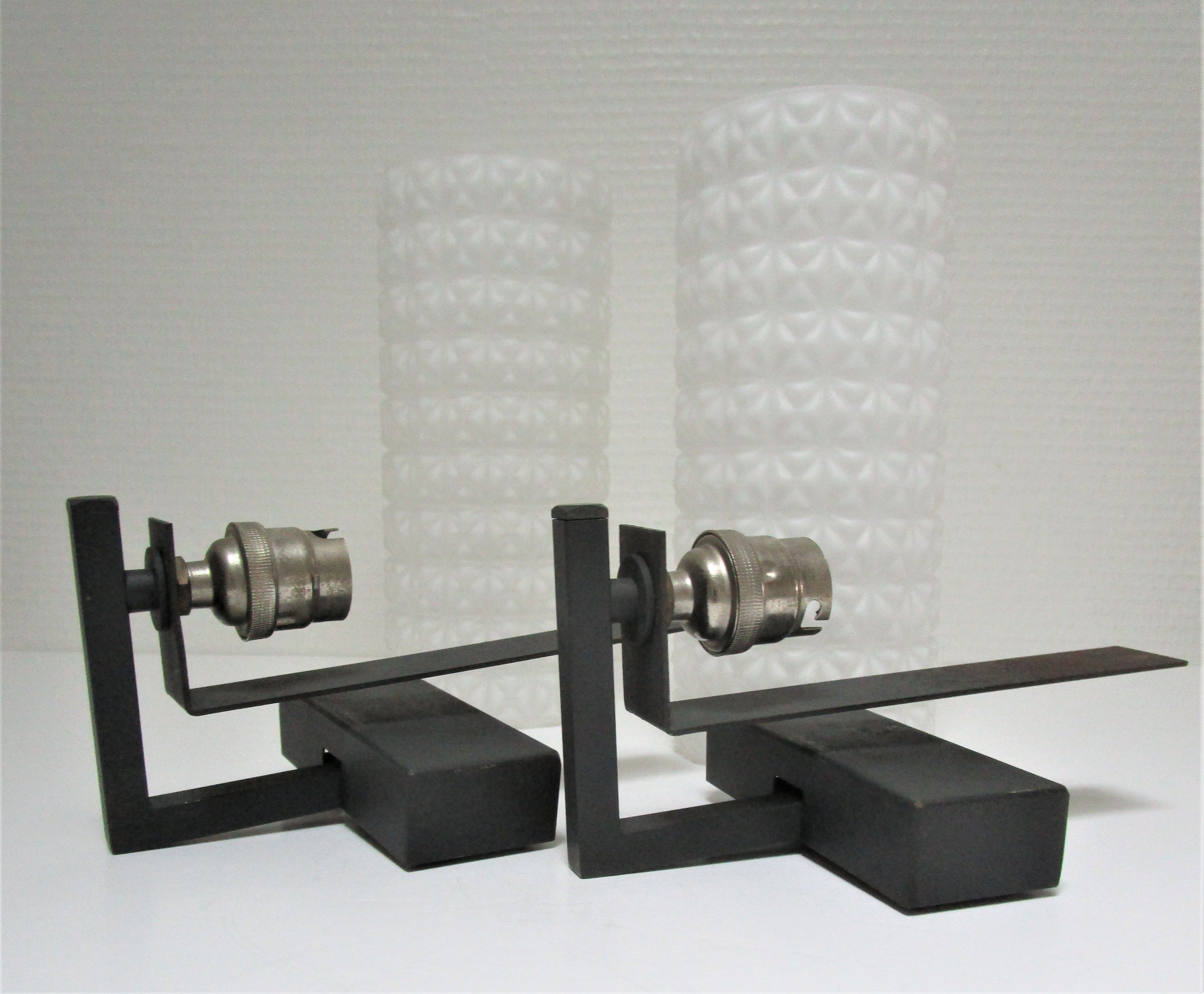 Pair of opaline wall lamps cylinder and metal years 50-60