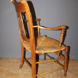 Pair of straw armchairs in cherry wood Directoire early XIX