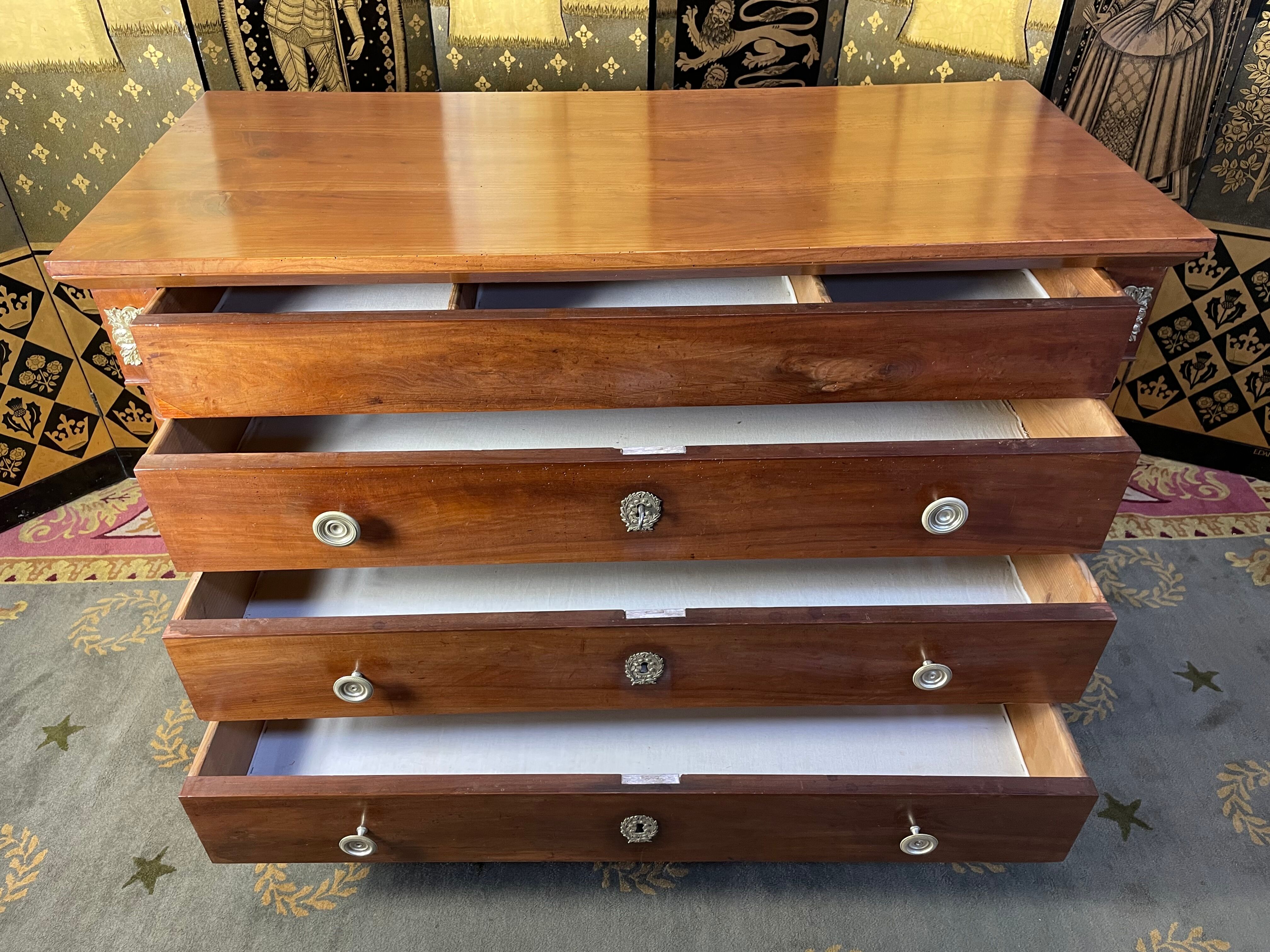 Plum chest of drawers Empire era restored