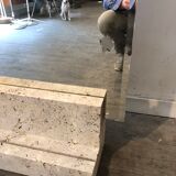 Mirror on foot 1970 travertine