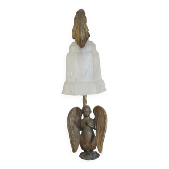 Lamp in bronze and marble