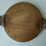 Art deco chrome round mirror tray 34x41cm