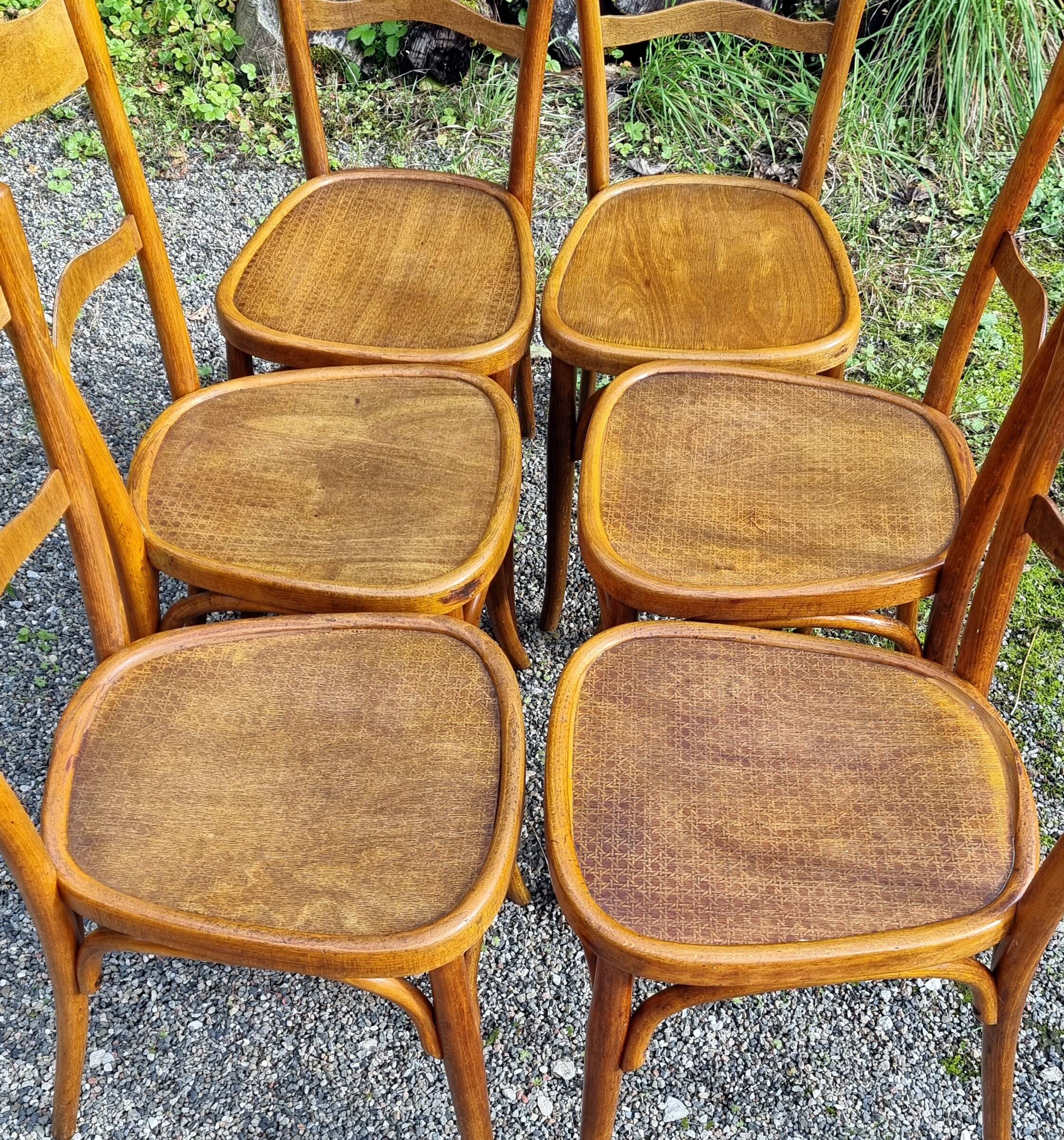 6 Baumann bistro chairs n°58 from the 20s