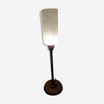 Lampe vintage laiton et opaline blanche