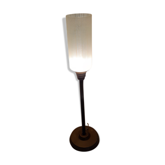 Lampe vintage laiton et opaline blanche