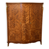 Vintage marquetry wooden wardrobe with gilded bronze – Louis XV style