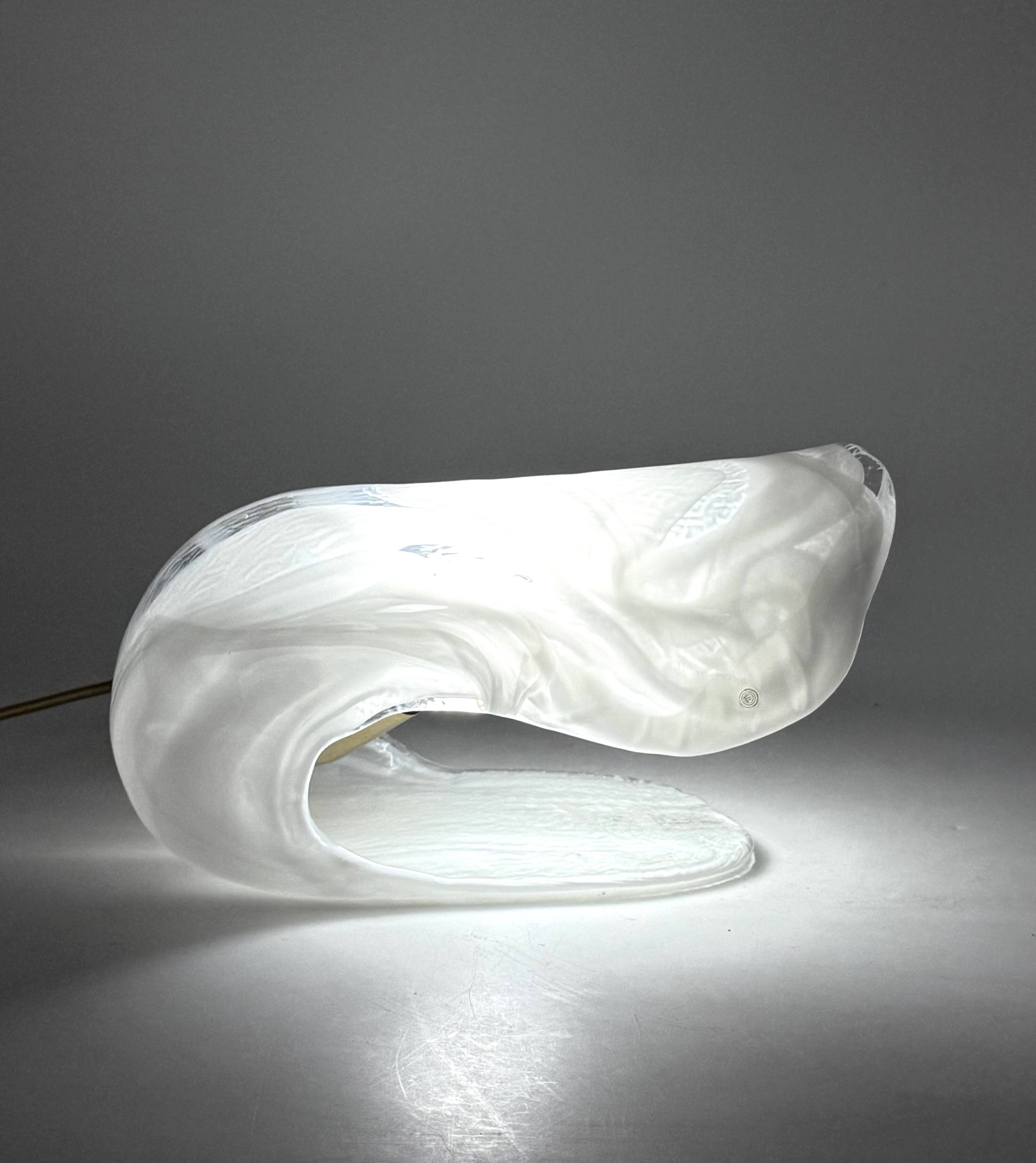 Murano blown shell shaped glass sculptural table lamp, La Murrina Italy 197