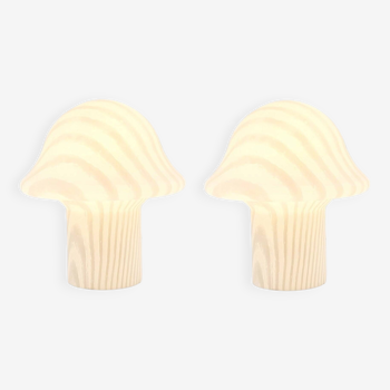 Pair of Striped Mushroom Table Lamps from Peill & Putzler, Germany, 1970s