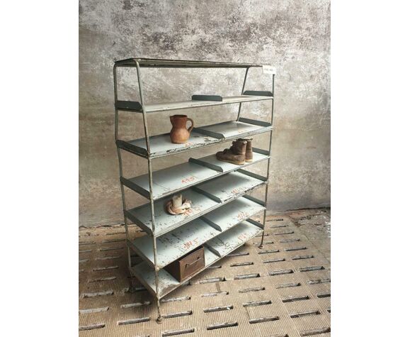 Old Shelving Unit Shoe Rack Or Kitchen Rack Gray Steel Selency