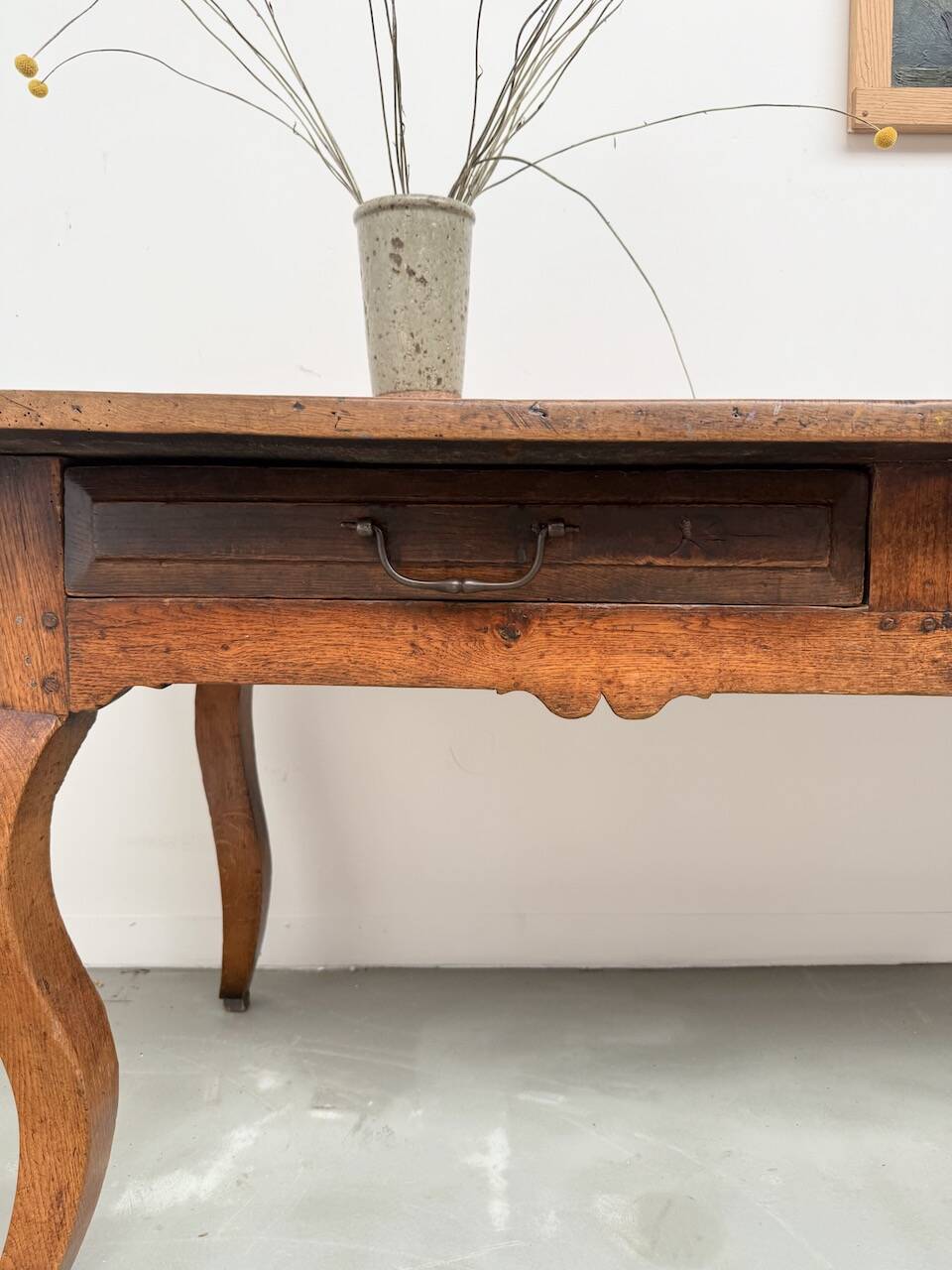 19th century walnut drapery table 2m1