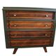 Commode vintage 4 tiroirs verte et bois