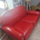 Red 2-seater Club Sofa in coated leather – Maison Pavane