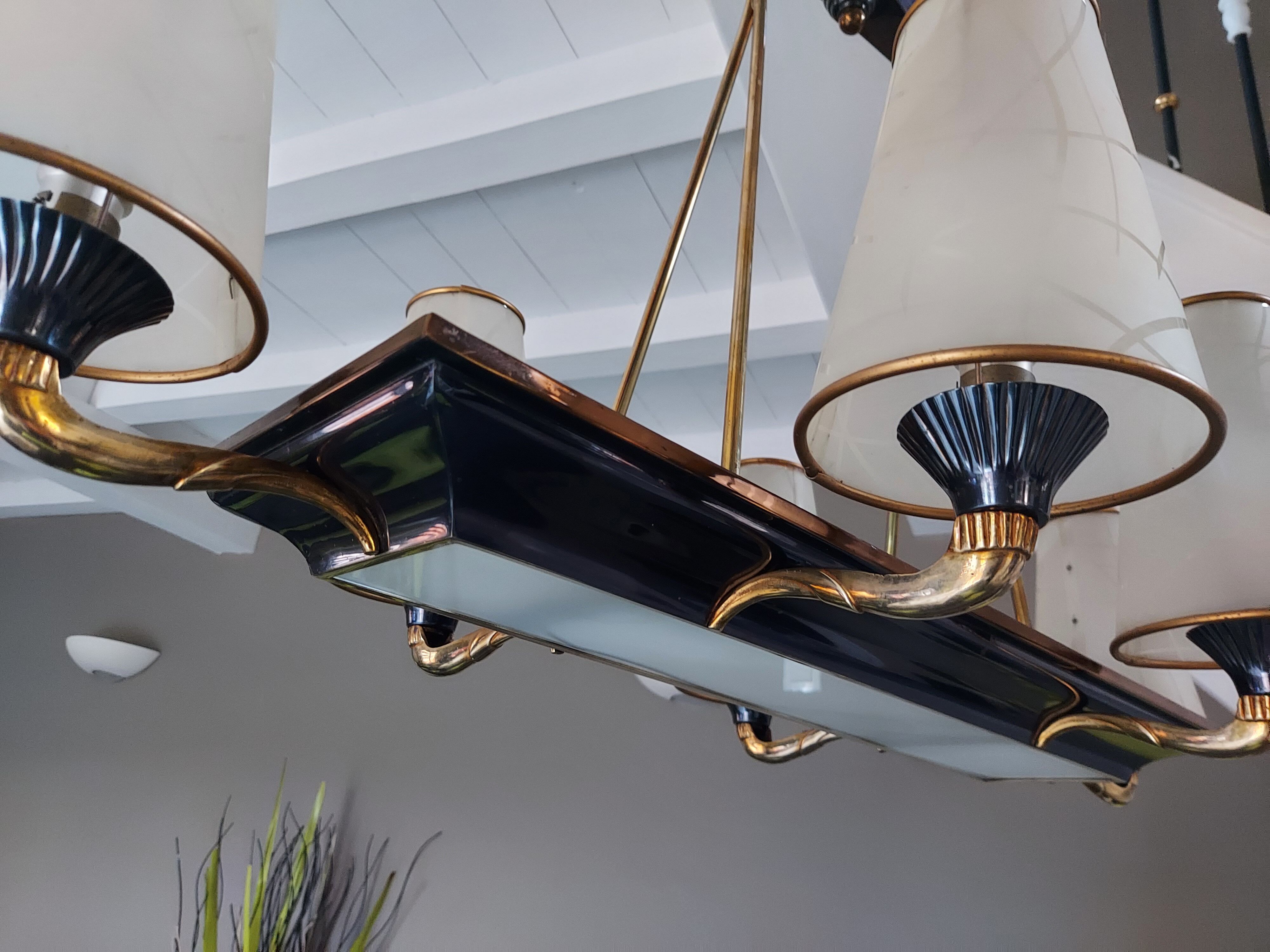 Vintage chandelier art deco 8 fires 1950