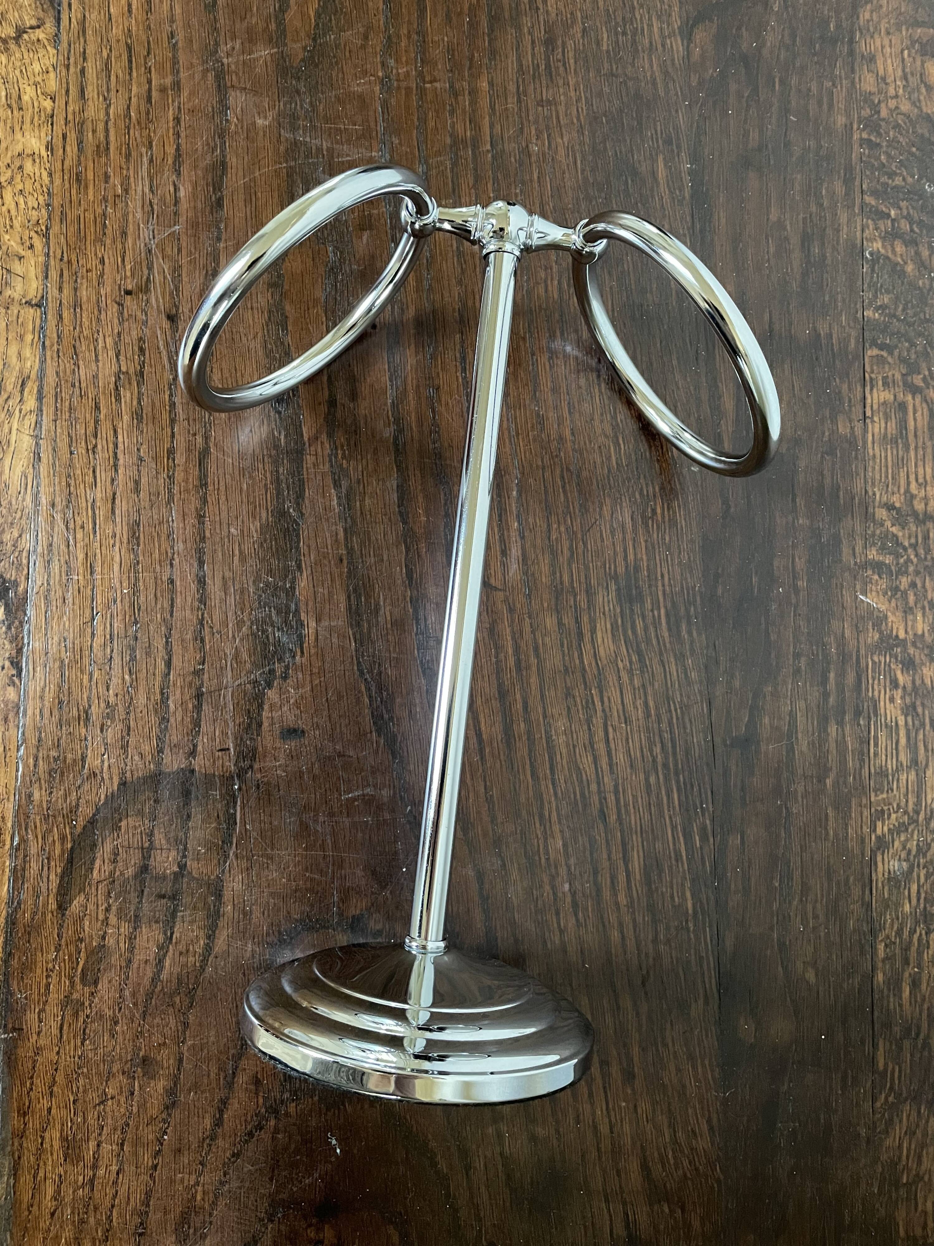 Chrome countertop towel rack