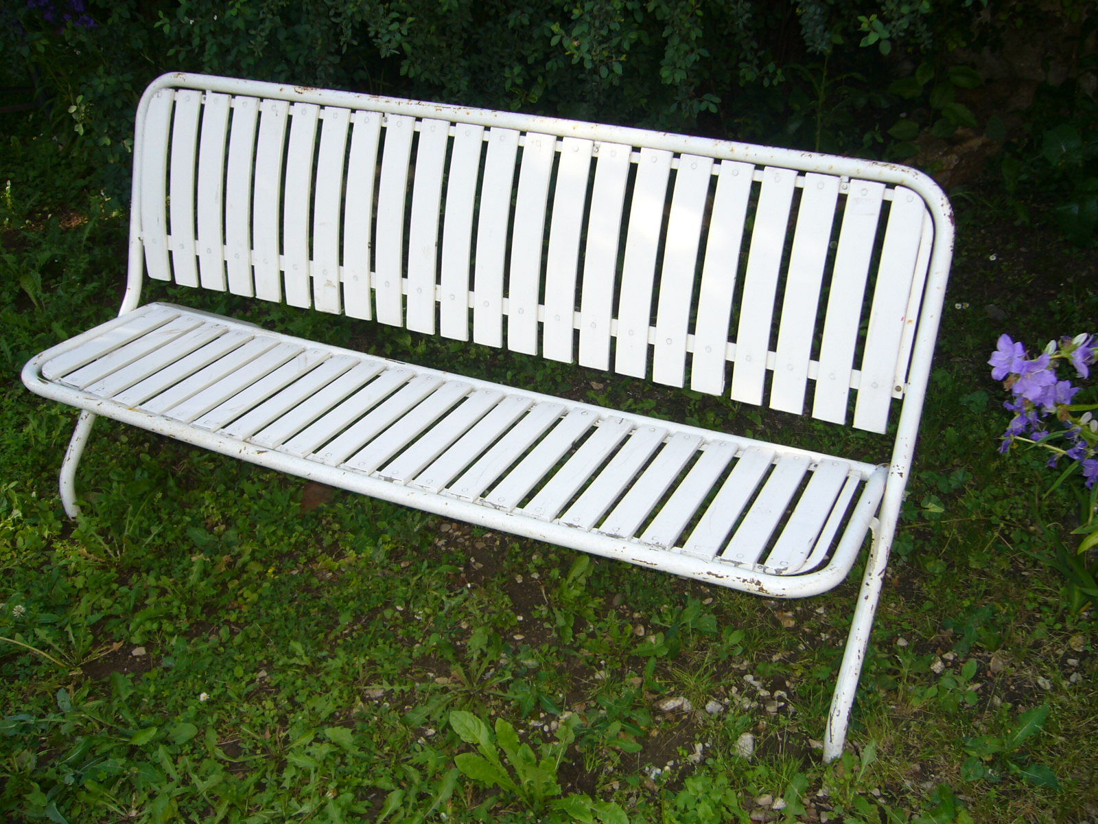 Banc de jardin pliant en métal et bois