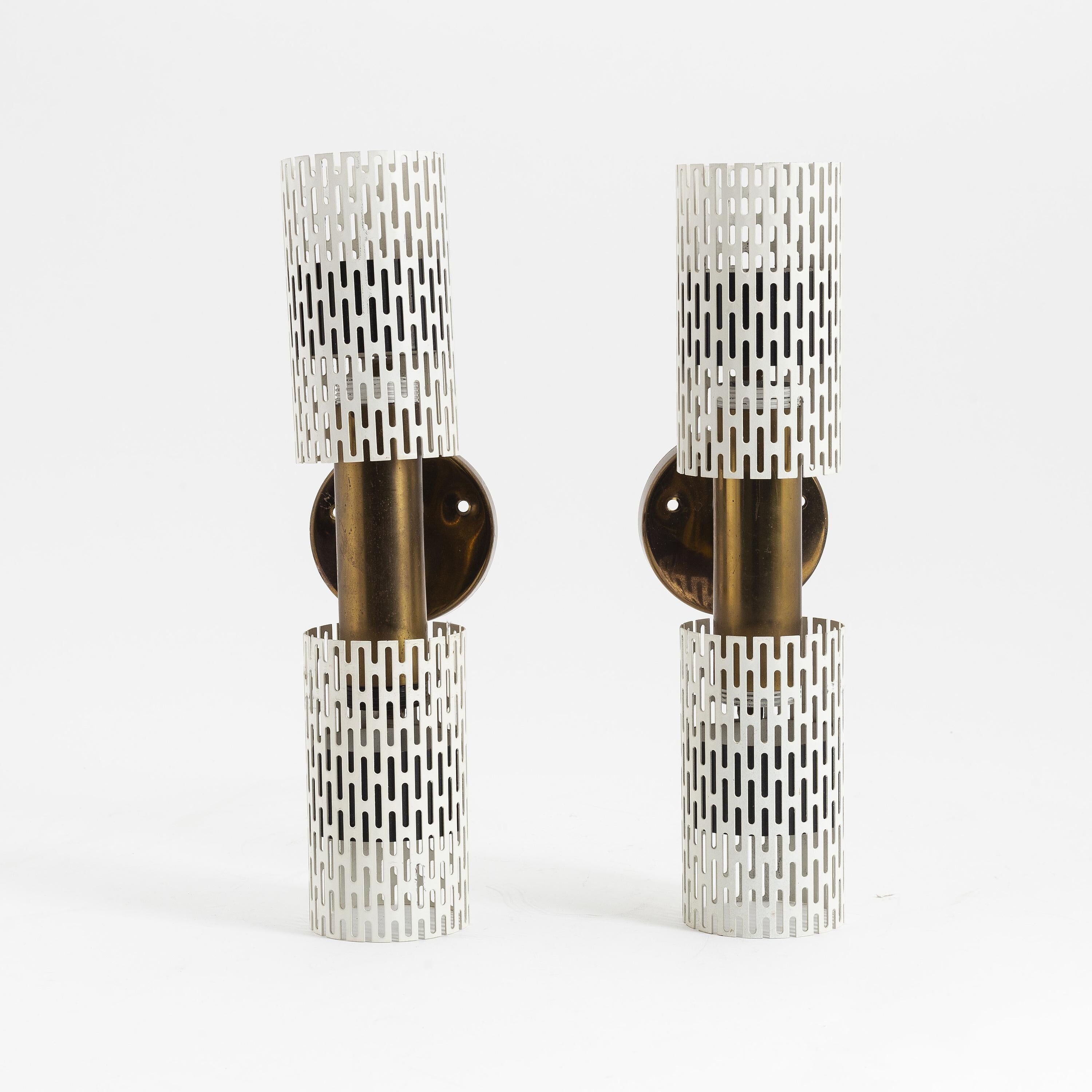 Rare pair of wall lights by Harald Notini model 11262 for Bohlmarks, 1950.