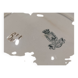 Plat creux ancien en porcelaine opaque de Gien terre de fer décor vert